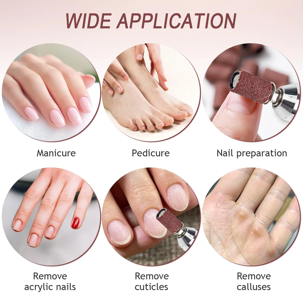210 قطعة من أربطة غطاء الصنفرة # 180 # 120 # مجموعة أدوات باديكير لمثقاب الأظافر مكونة من 80 حبيبة لإزالة طلاء الأظافر من الجل #5