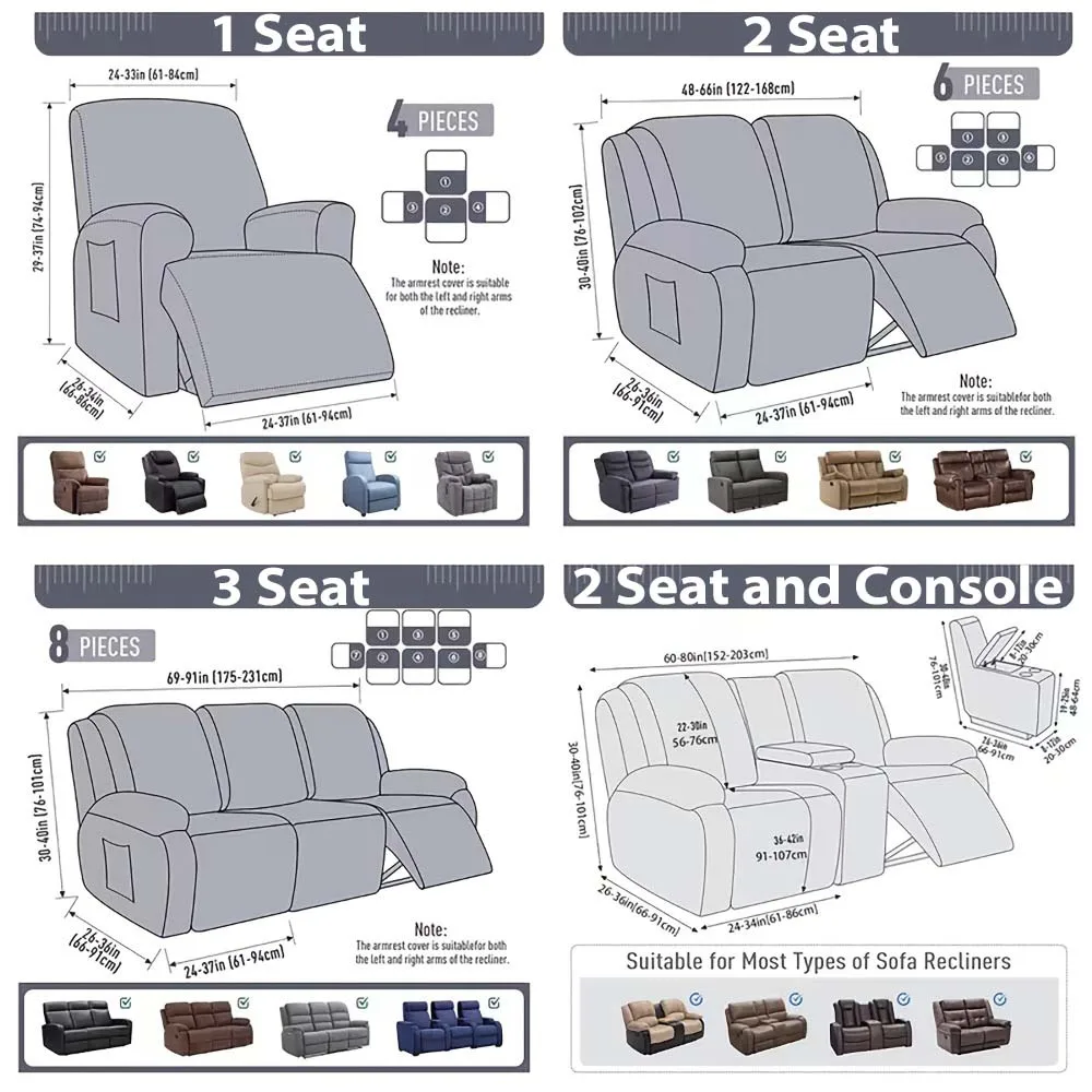 1/2/3 Seater Jacquard Thickened Stretch Full-Cover Recliner Sofa Cover Set, Home Renovation Decorative Fabric Sofa Cover벤치 소파 커버