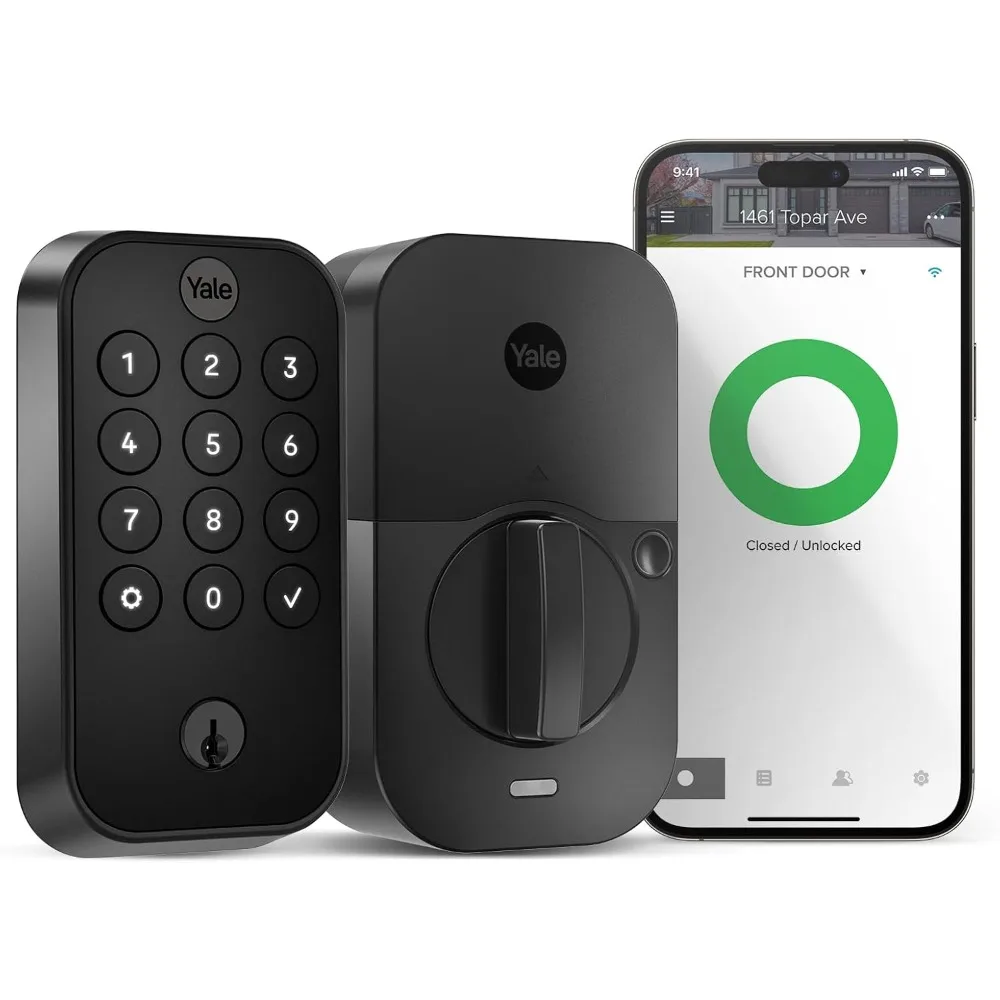 2 with Wi-Fi, Black Connected Keypad Smart Lock for Front Door or Back, Door Lock with Code and Back-Up Key, YRD410-WF1-BSP