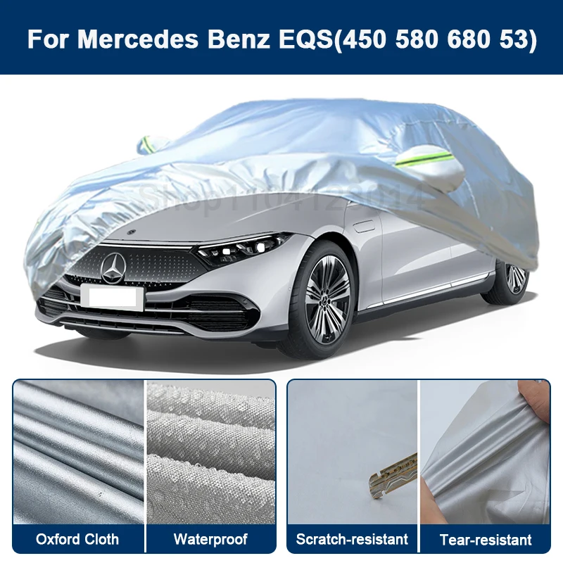 

Outdoor Full Car Cover For Benz EQS 450 580 680 53 with Reflective Strips Waterproof Snowproof Dustproof UV Protection