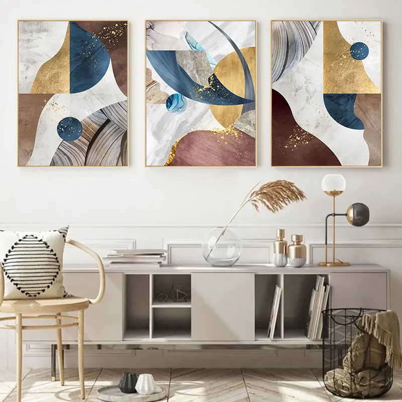 Abstract Geometric Color Block Canvas Art Painting Prints Modern Wall Decorative Picture for Living Room Bedroom Home Decor