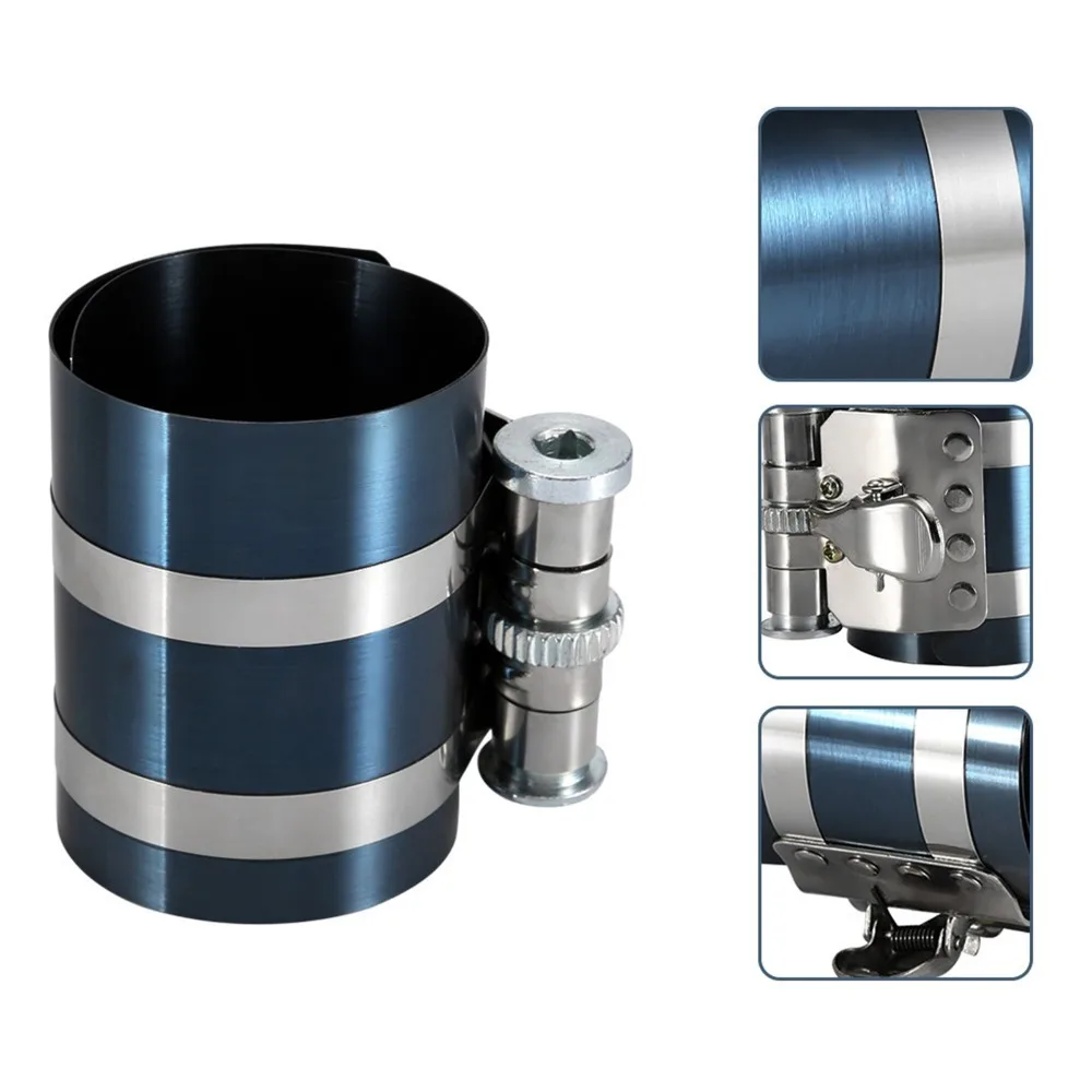 Manganese Steel Piston Ring Compressor Multiple Sizes Adjustable Ratchet Piston Removal Tool Ratcheting Lock Universal