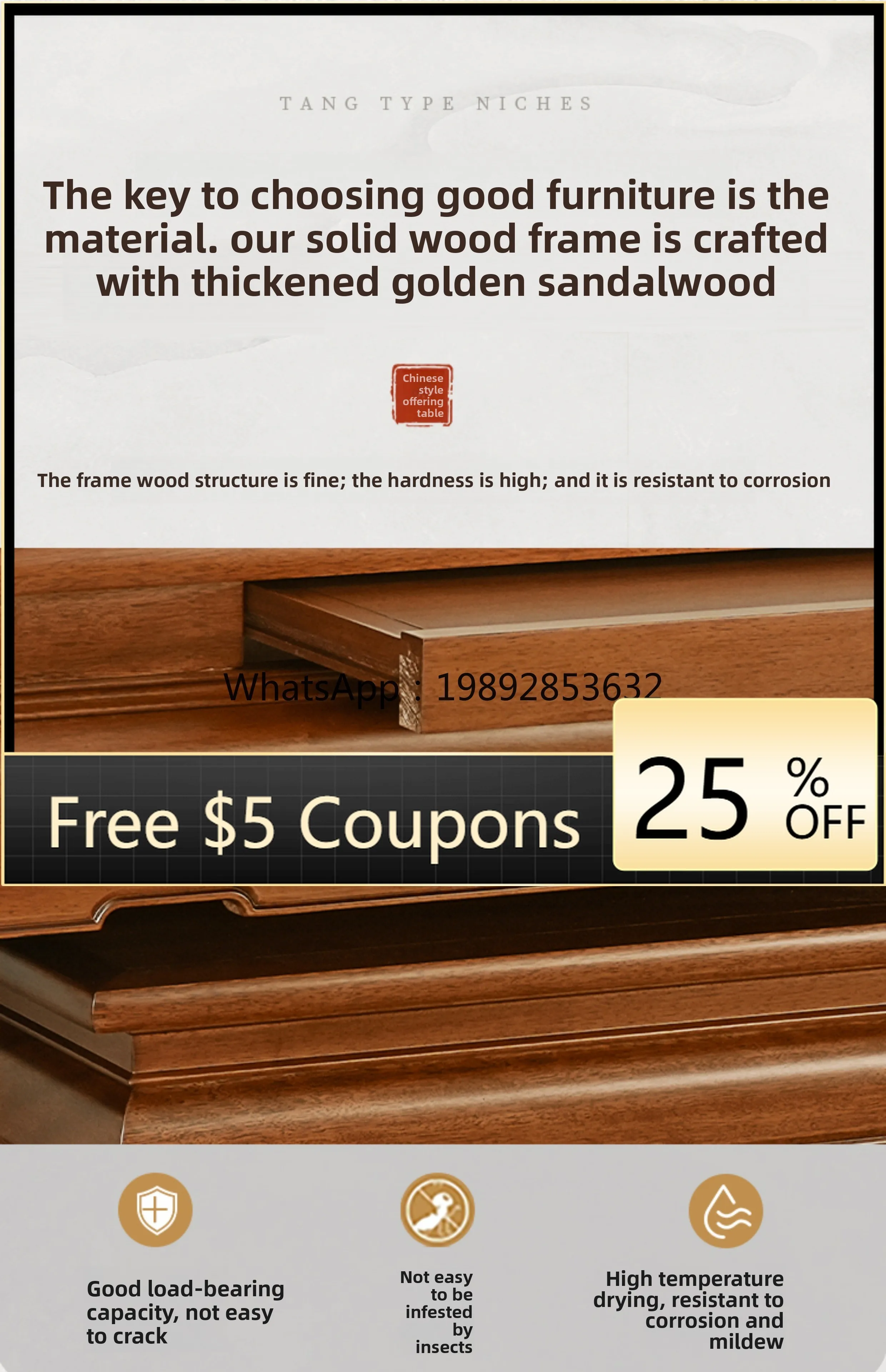 YFY Solid Wood Household New Chinese Style Altar Table for Offering Incense in Living Room