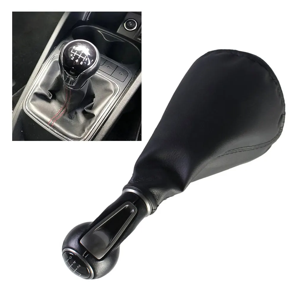 

For SEAT For IBIZA IV 6J 2009-2017 Compatible Black 6-Speed Manual Gear Shift Knob with Artificial Leather Cover