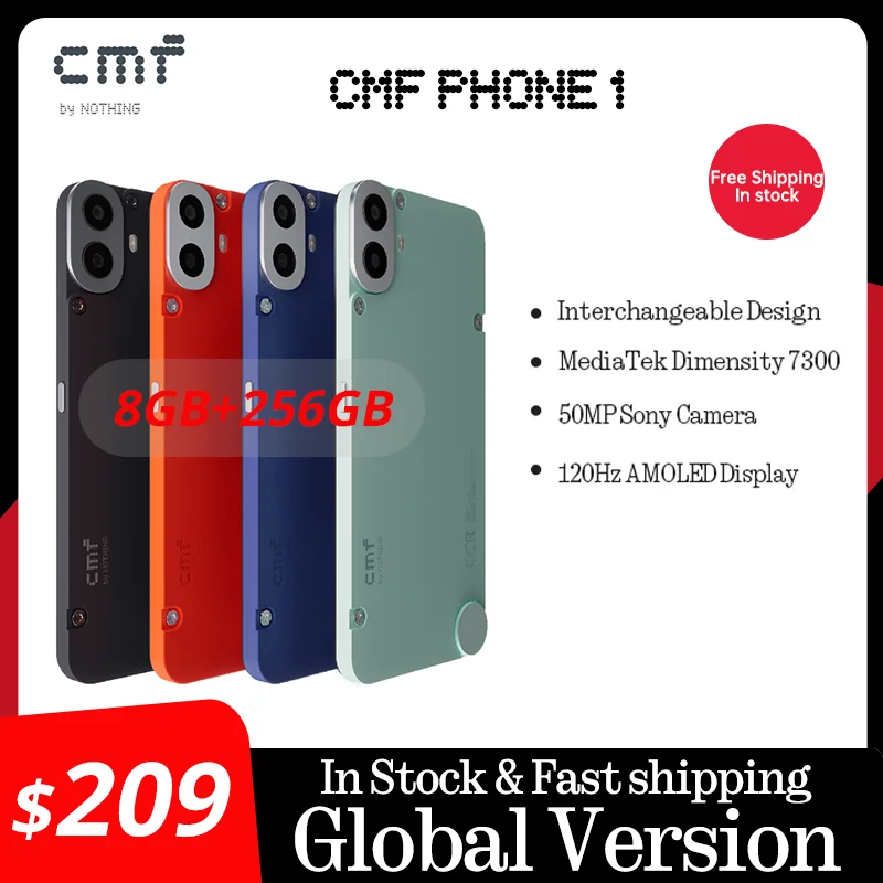 โทรศัพท์ทุกรุ่น CMF 1 6.67 AMOLED Display 120Hz MediaTek dimensity 7300 50MP 5,000 mAh IP52 Phone1ชาร์จเร็ว33W