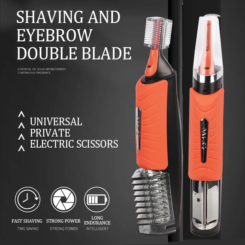 Men's Multifunctional Shaver with LED Light Electric Mini Shaver Styling Eyebrow Trimmer Dual Blade Shaver Hair Removal Device