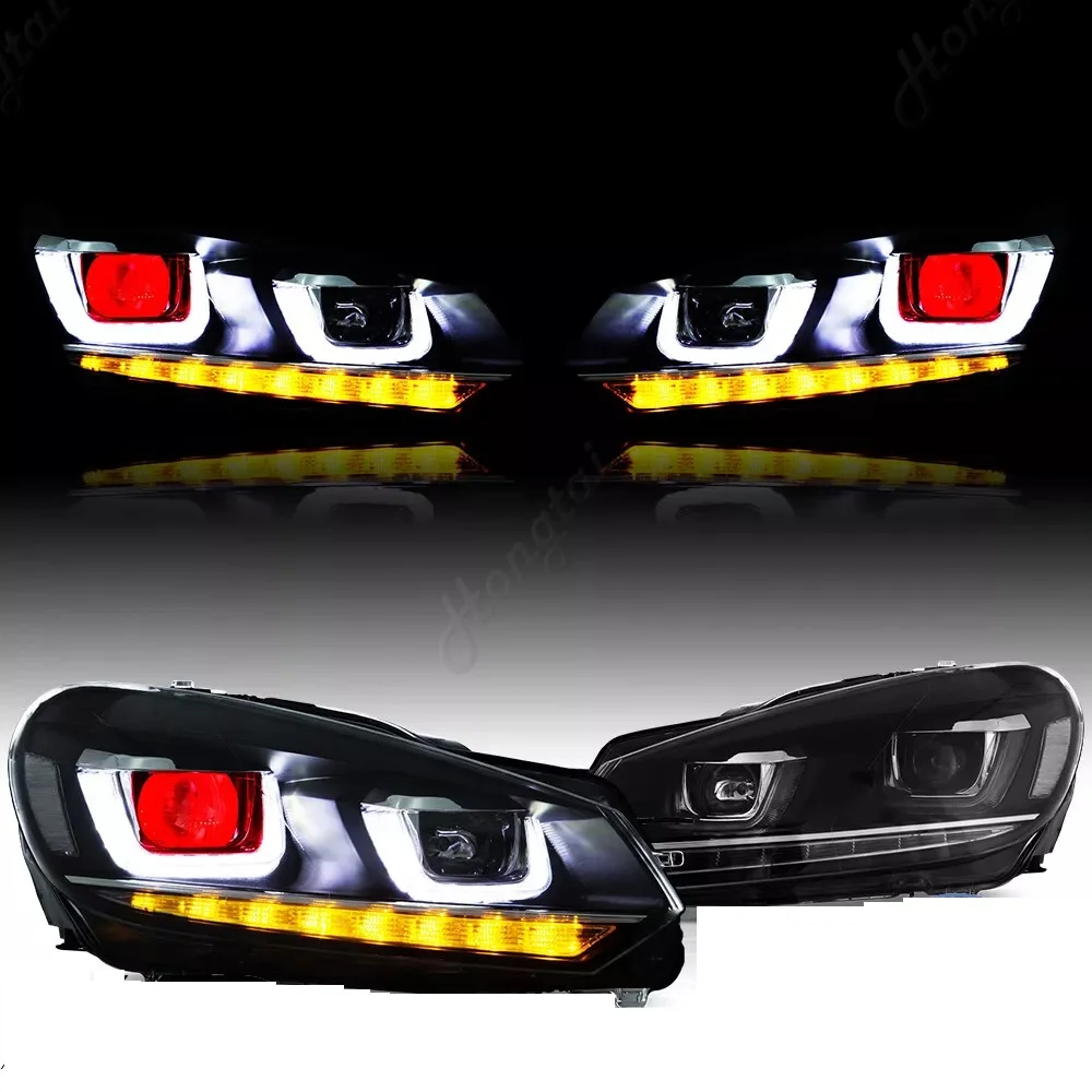 

Headlight assembly For VW Volkswagen Golf 6 MK6 2010 2011 2012-2013-2014 w/Sequential Indicator，Day lights, headlights，head lamp