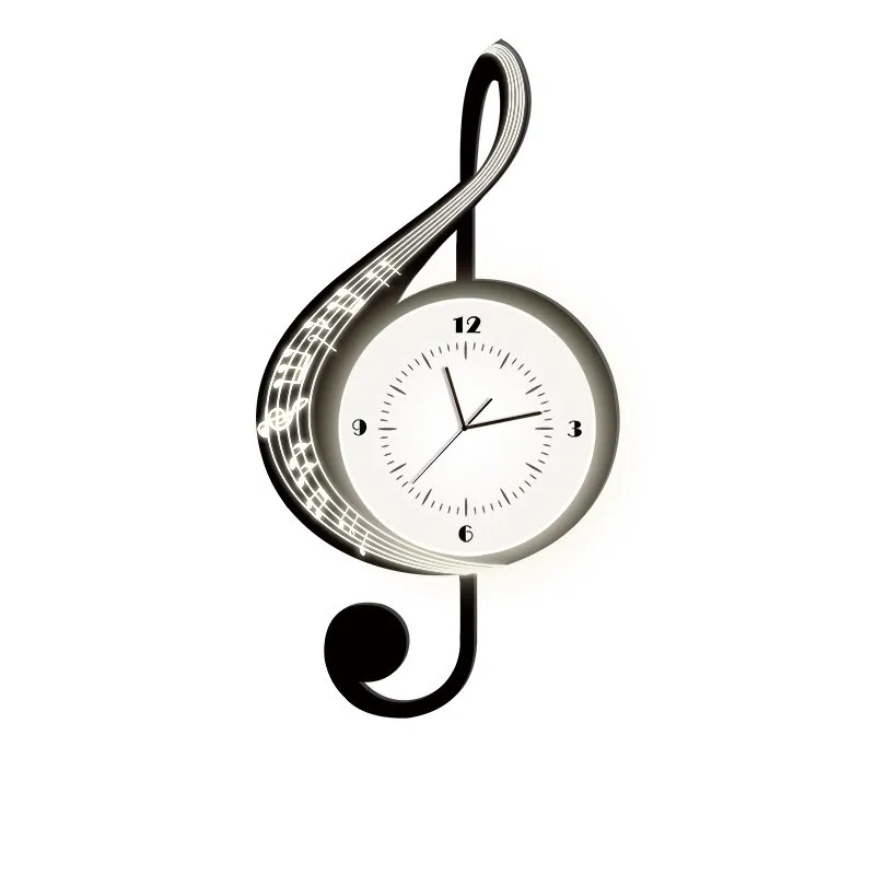 

Music note wall clock living room light luxury background wall Internet celebrity creative clock new clock wall light painting