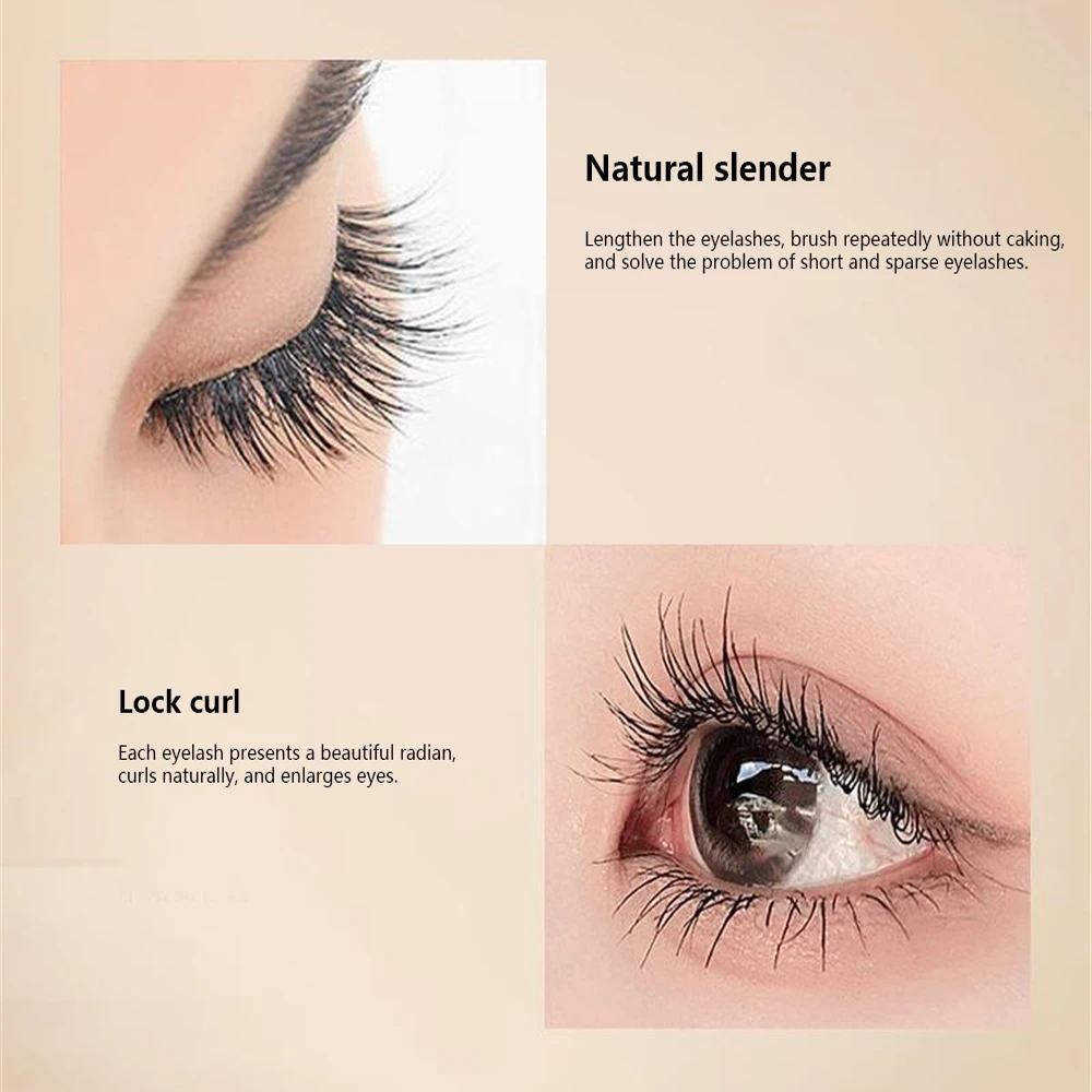 Waterproof Eyelashes Mascara Eye Makeup Black Mascara Natural Slender Lengthening Eyelashes Sweat-proof Small Brush Head Mascara