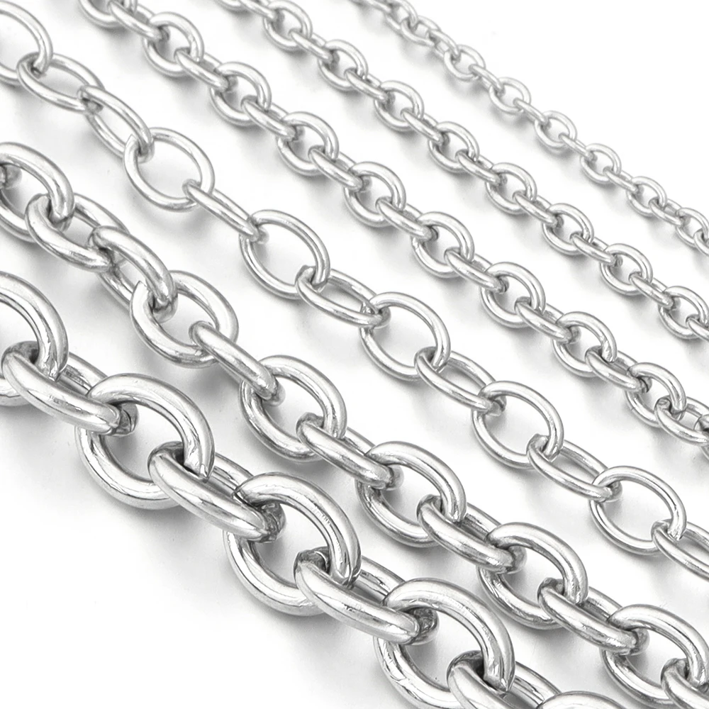 5 Yards/Lot 3 4 5 6 8mm Stainless Steel Chains DIY Necklace Bracelet O Link Chain Bulk Link Chains for Jewelry Making Wholesale