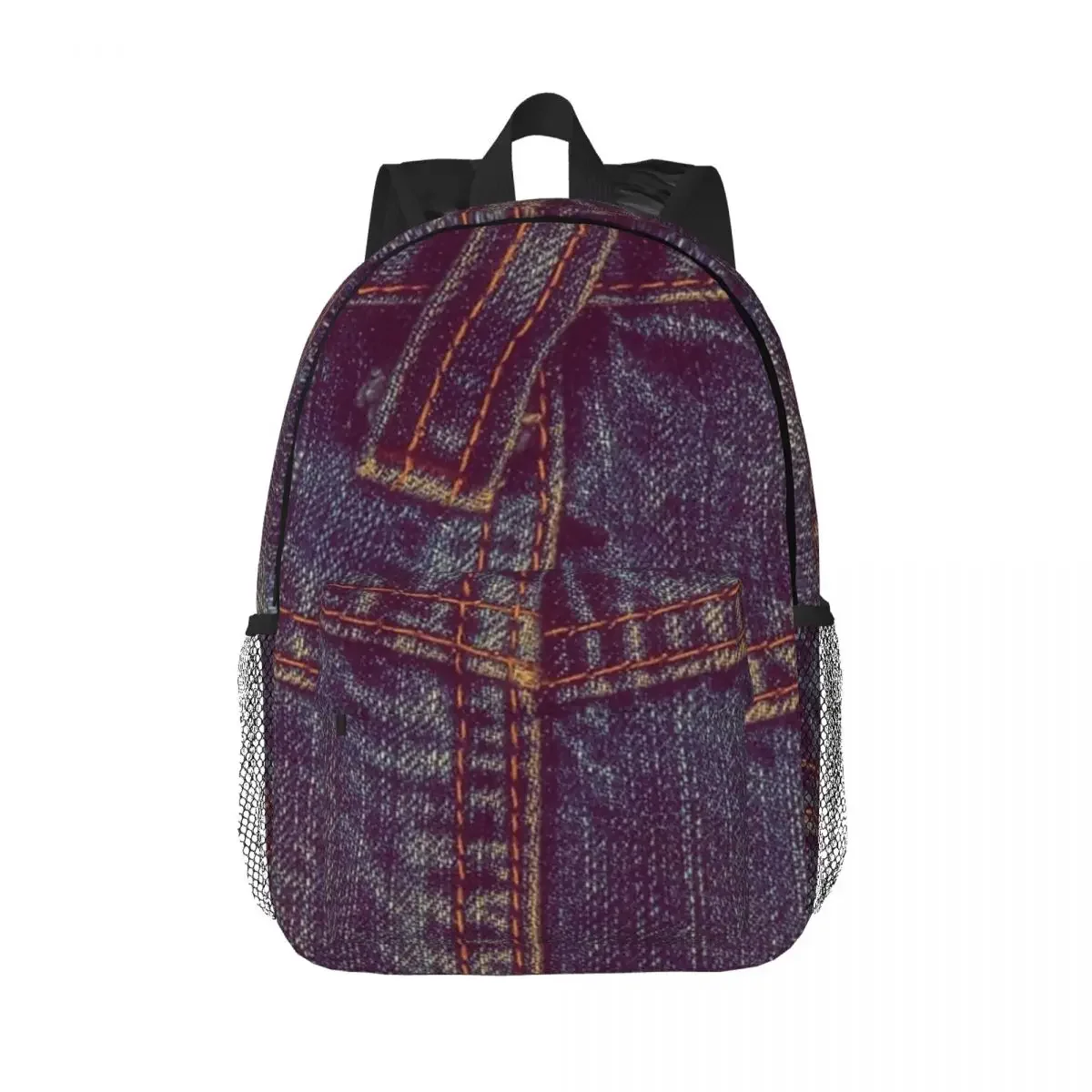 Two Violette Pocket I Love Bluejeans Denim Backpacks Teenager Bookbag Cartoon Students School Bags Travel Rucksack Shoulder Bag