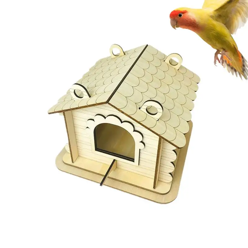 

Wooden Bird Houses Safe Wood Window Bird House Rustic Natural Backyard Birding Supplies For Garden Tree Balcony Deck Patio Yard