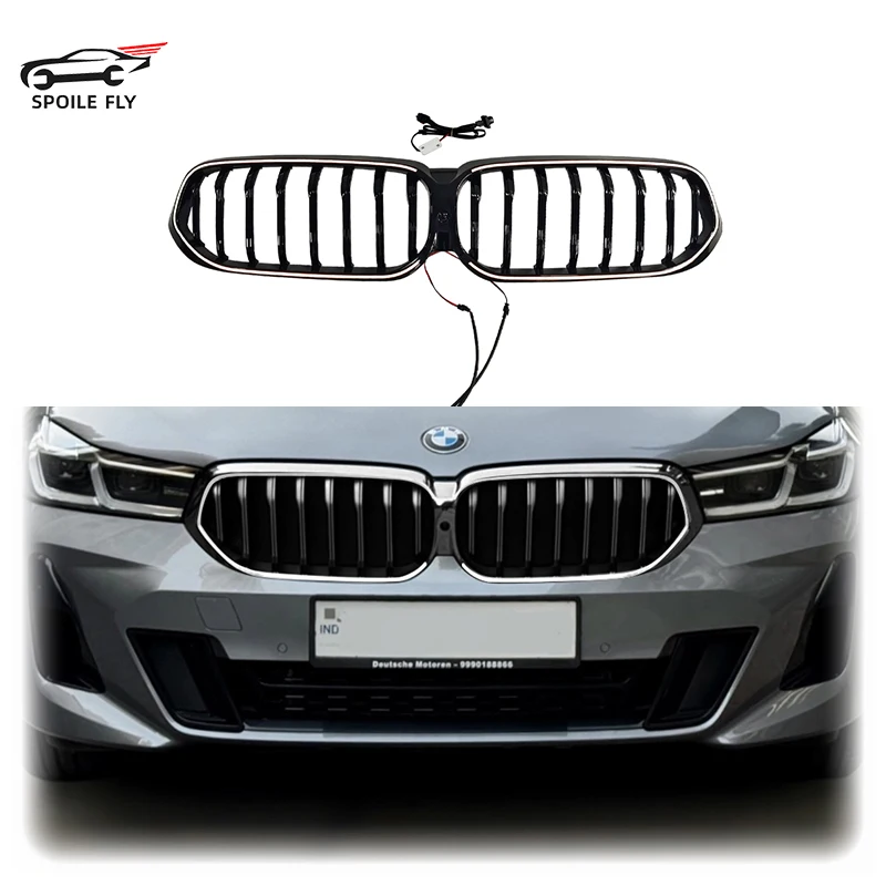 

For Bmw 6 series GT G32 2020up High Quality ABS LED Racing Grills Body Kit Glossy Black Car Front Kidney Bumper Center Grill