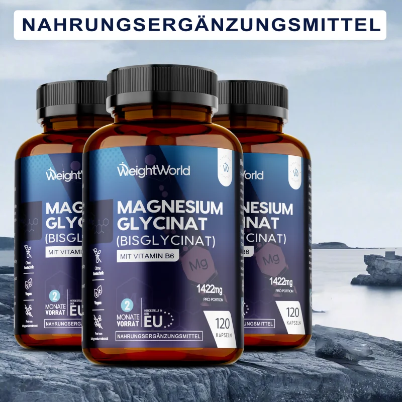 Magnesium Glycinate Capsules - Support Bone, Muscle & Heart Wellness, Assist Body Relaxation, Stable Mood State