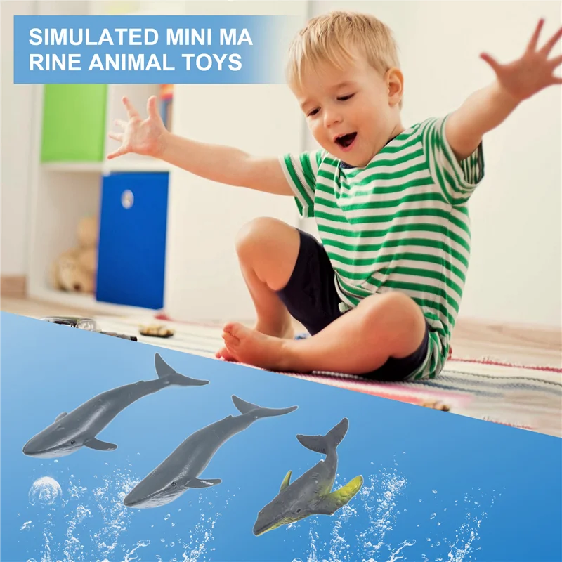12 ชิ้นการจําลอง Mini สัตว์ทะเลฟันยักษ์ Shark Killer Whale Blue Whale Shark Penguin Dolphin รุ่น