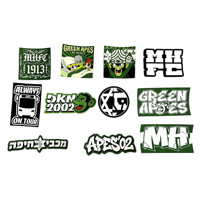 11 types Special shape Haifa Maccabi Green Apes On Tour Monkey MHFC Maccabi Decoration Stikers for Bag Cup Wall Fridge