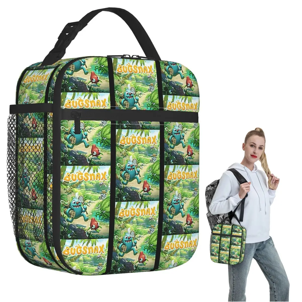 Bugsnax Poster Insulated Lunch Bag for Women Children Portable Food Boxes Thermal Lunch Box Tote