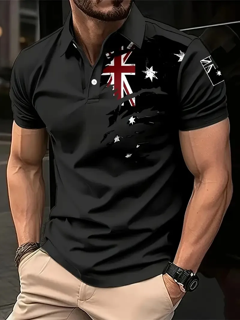The 2025 summer new men's POLO shirt is a casual fashionable soft comfortable and breathable 3D pattern printed one