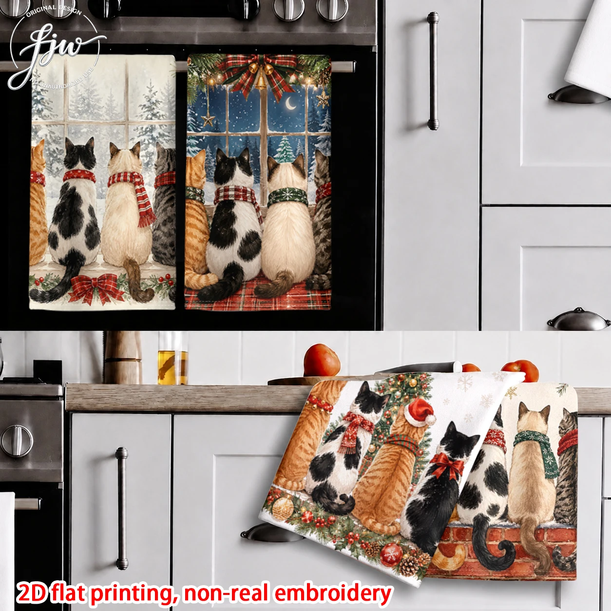 6pcChristmas Cats  Winter Holiday Garden Flags Cute Kitten View Christmas Decor Yard Flags for Outdoor Home