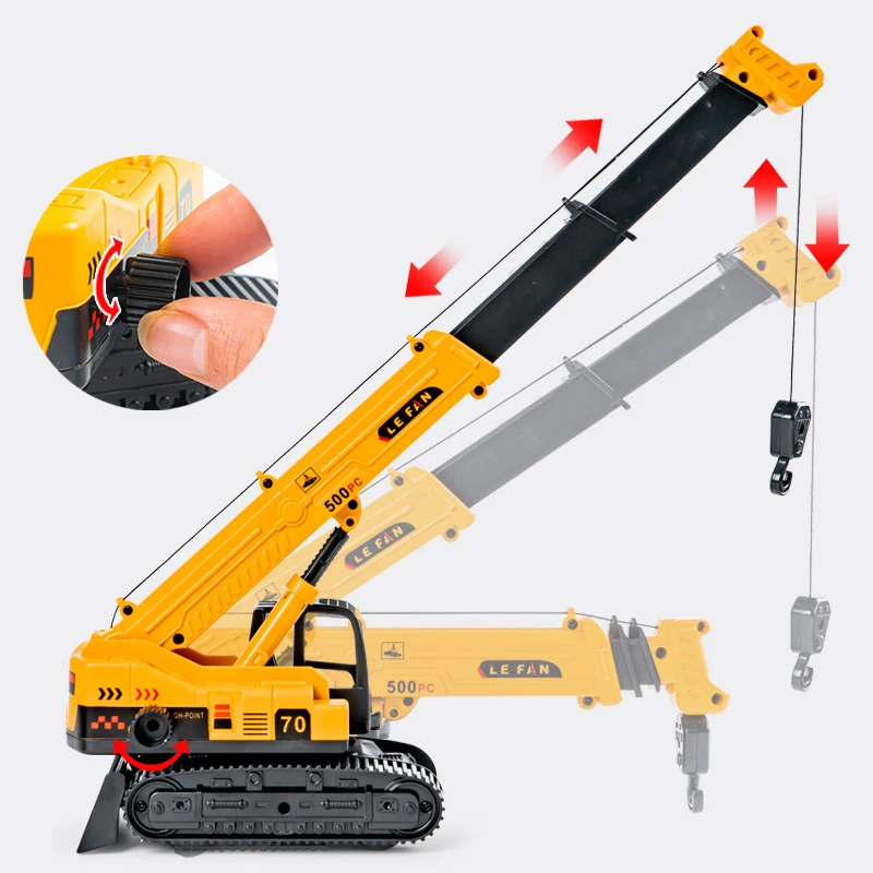 1:50 Scale Crane Lifting Machine Toy Retractable Plastic Model Simulation Engineering Car Boy Children Toys Birthday Gift