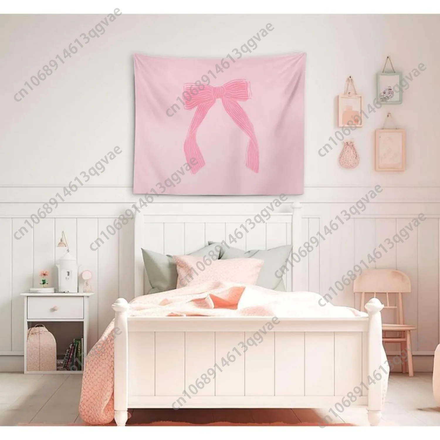 العصرية Coquette غرفة ديكور الوردي القوس نسيج الجدار الشنق Preppy جدار ديكور فني غرفة النوم أساسيات الجمالية مخصص الديكور