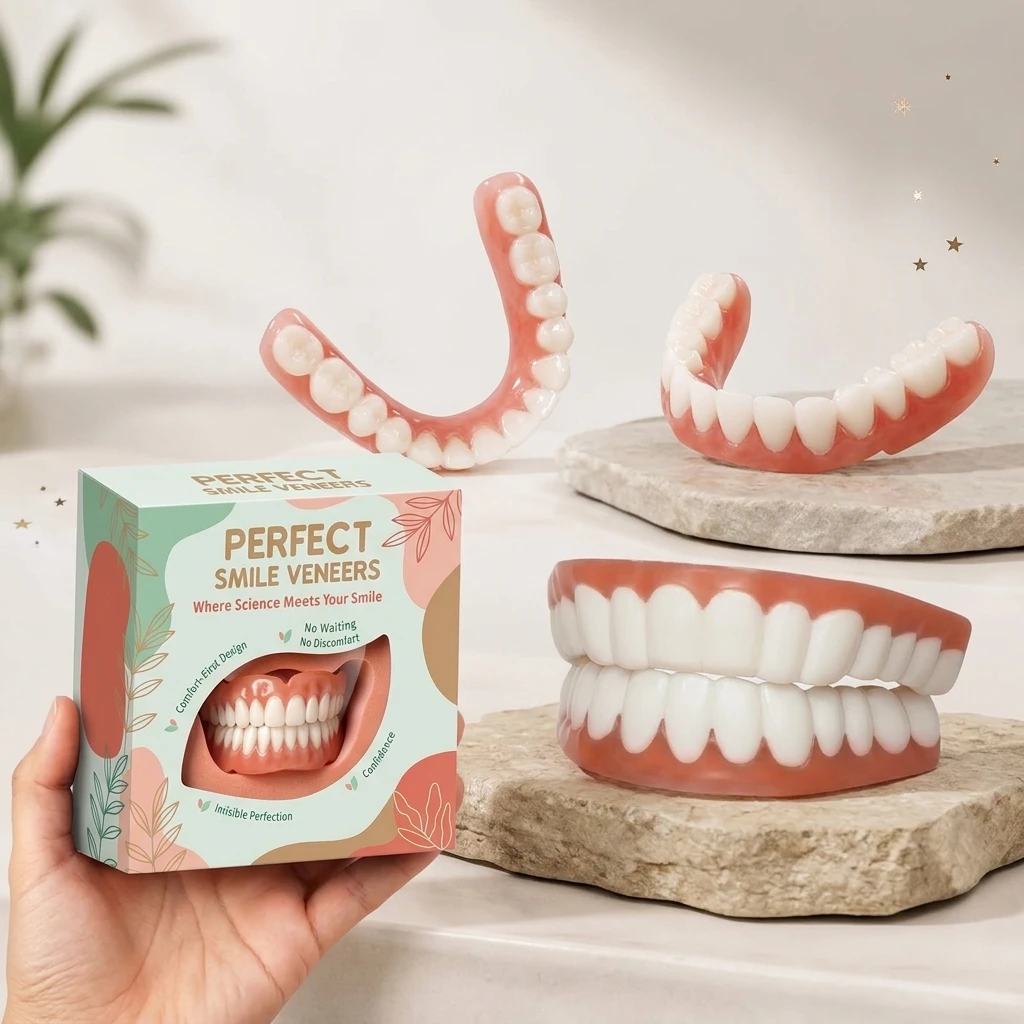 False Teeth Adult Full Set Silicone Dentures Natural Upper Lower Soft Comfort Fit Instant Smile Oral Cosmetic Accessories