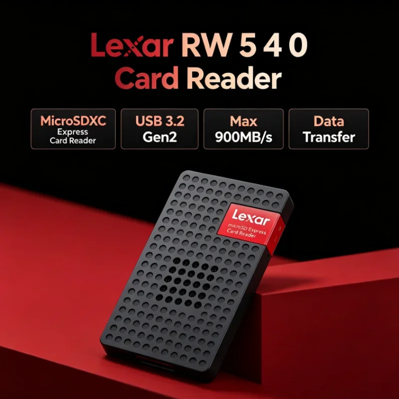Lexar MicroSDXC Express Card Reader RW540 Max 900MB/s Built-in Fan PLAY PRO MicroSD Card Reader for Photo Transfer