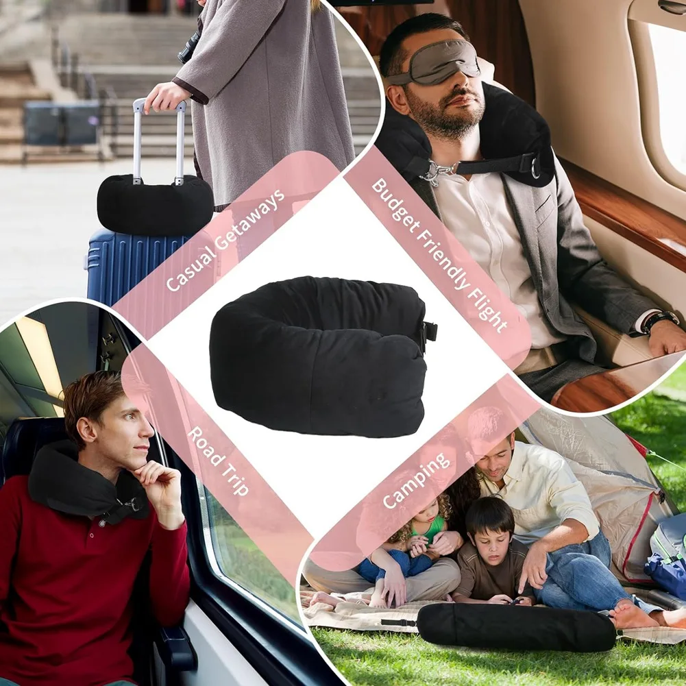 MALL Stuffable Neck Pillow for Travel with Hood Adjustable Travel Pillow , Ultimate Travel Neck Pillow for Airplane