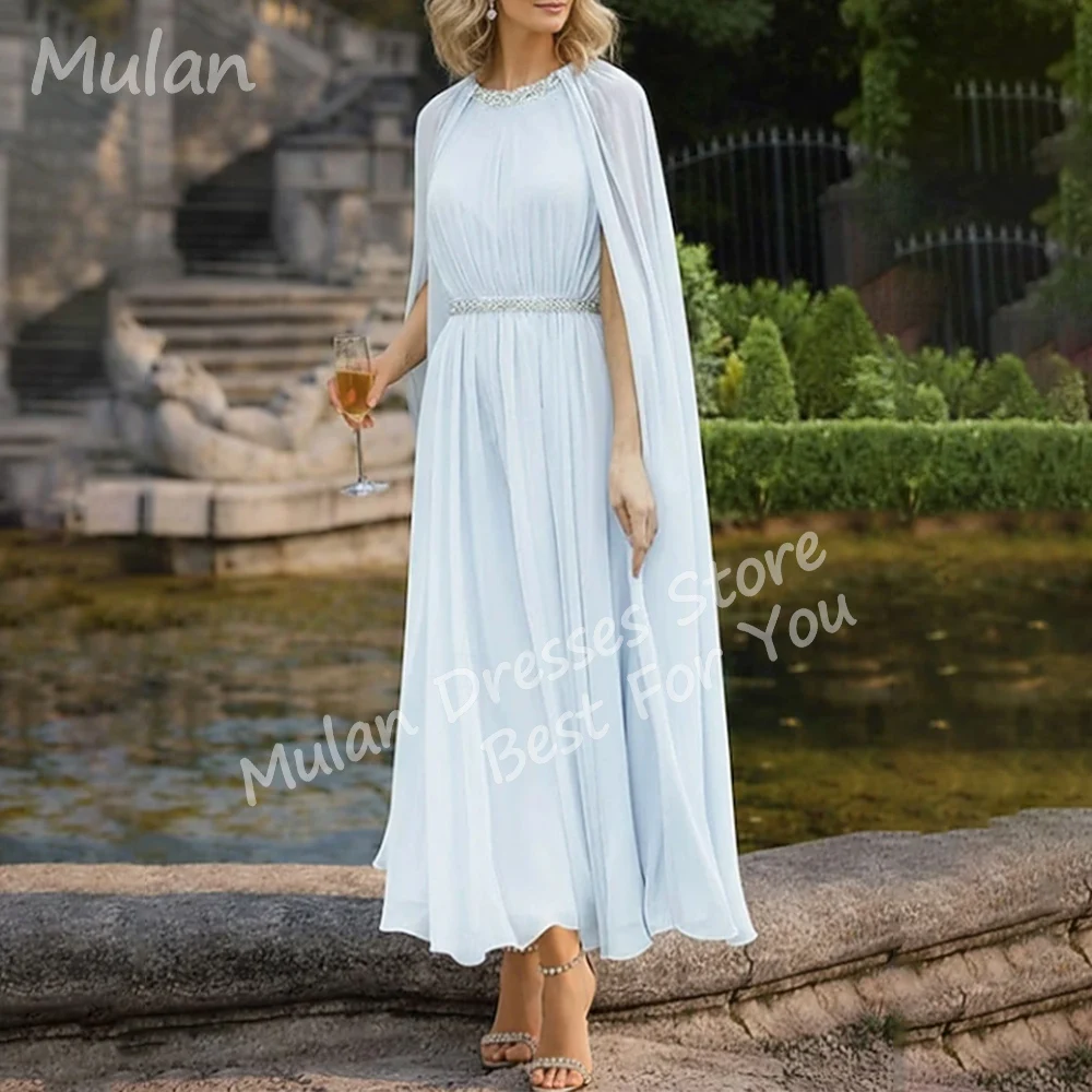 

Индивидуальные элегантные длинные платья для матери невесты с круглым вырезом, длиной до щиколотки, А-силуэта, с плиссировкой, для гостей на свадьбу и вечеринку, 2026