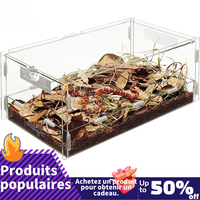 Acrylic Reptile Container Magnetic Acrylic Reptile Cage Acrylic Reptile Breeding Box with Thermometer and Insect Breeding Box