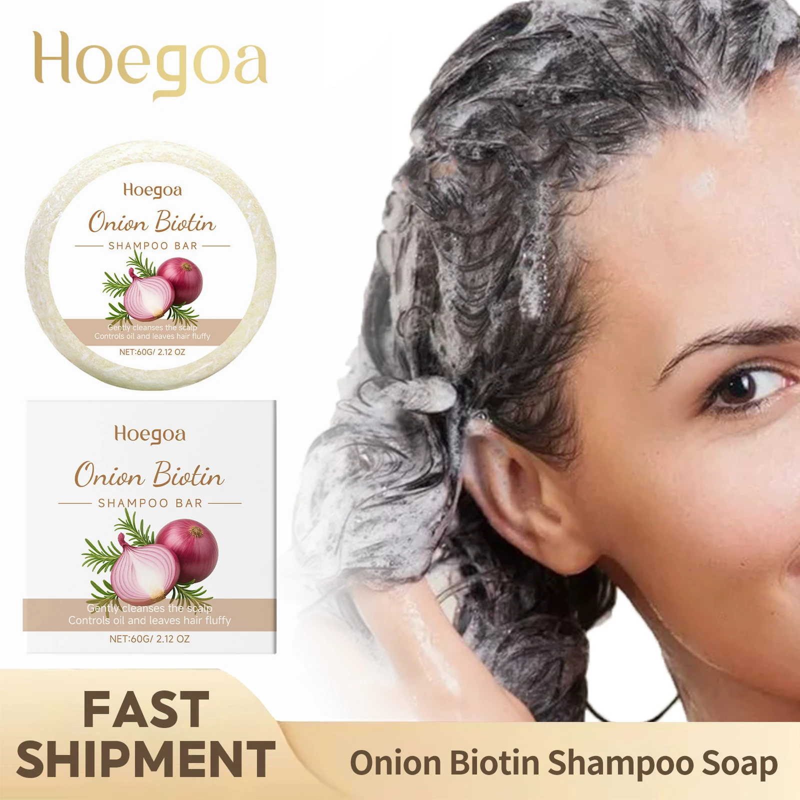 Champú de biotina y cebolla, jabón de romero, limpieza suave, nutre el crecimiento del cabello del cuero cabelludo, antipérdida, hidratante, suave para todo tipo de cabello