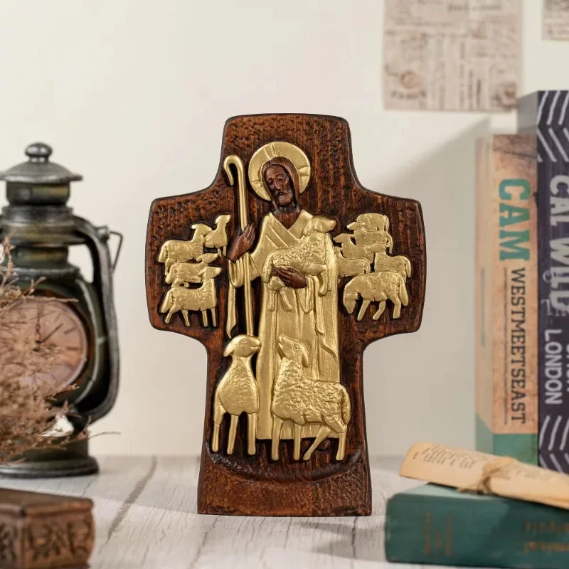 

Jesus Christ's Good Shepherd Cross Statue, Gospel, Christian Home Decor Ornaments, Religious Pastor Gift