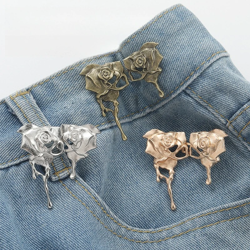 Metal Rose Waist-Cinching Button Snap Button Jeans Buckle Detachable Mother-Child Buttons Alloy Clothing Accessories