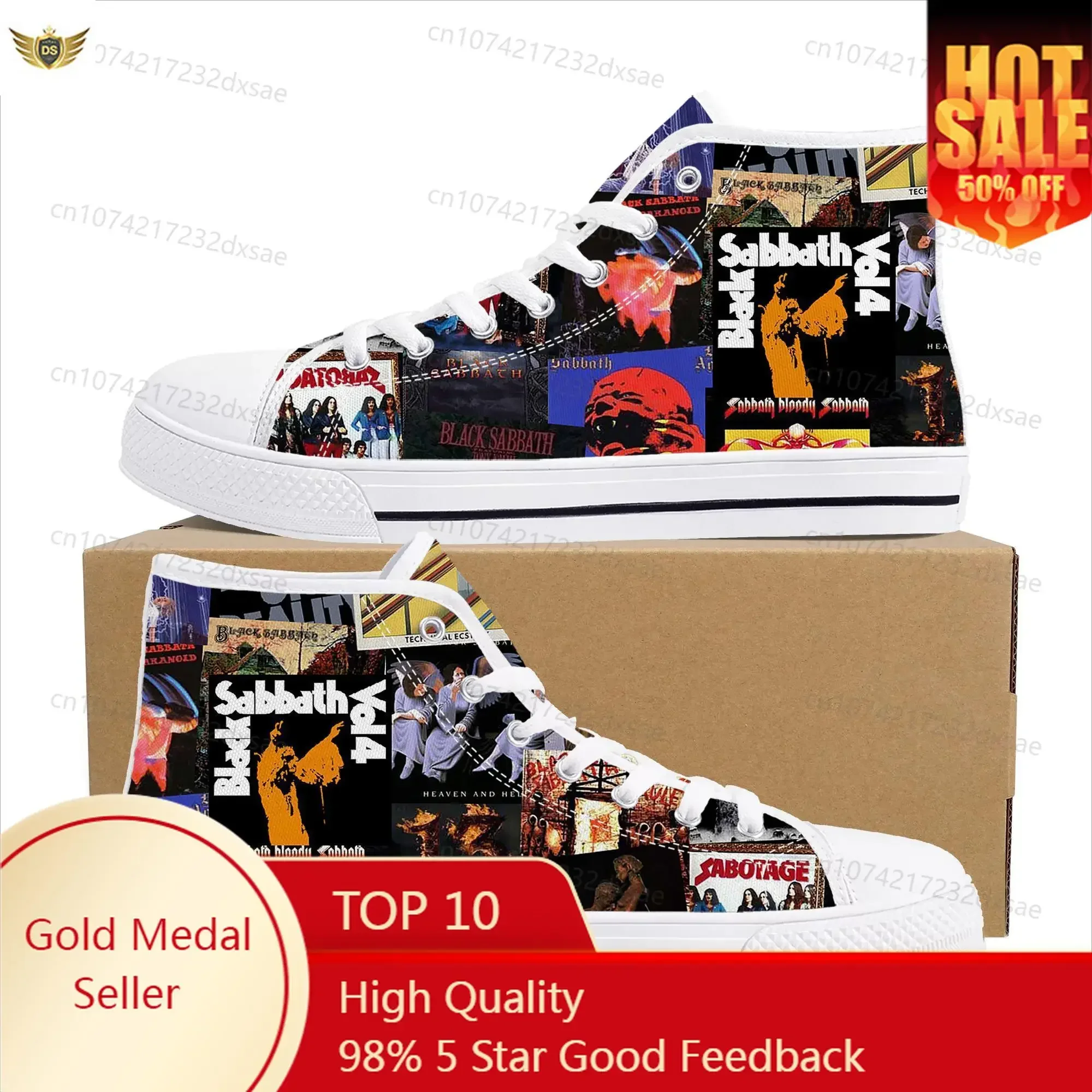 

Black Heavy Metal Band Sabbath High Top High Quality Sneakers Men Women Teenager Canvas Sneaker Casual Couple Shoes Custom Shoes