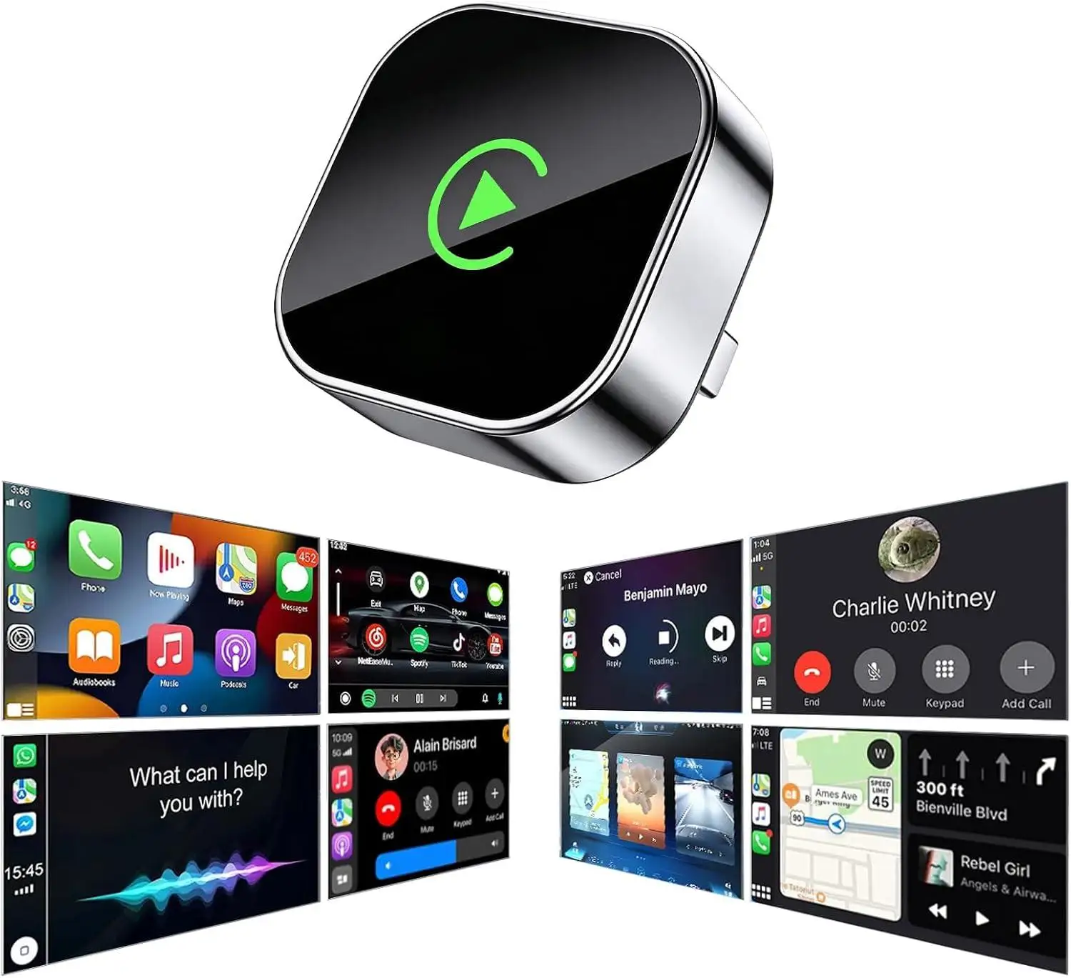 2-in-1 Wireless CarPlay & Android Auto Adapter , Universal Fit for Most Cars, Wireless Connection, Plug & Play iOS/Android