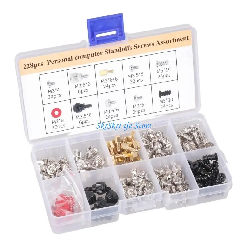 E65E 228/280/360Pcs Computer Motherboard Screws Motherboard Standoffs Screws