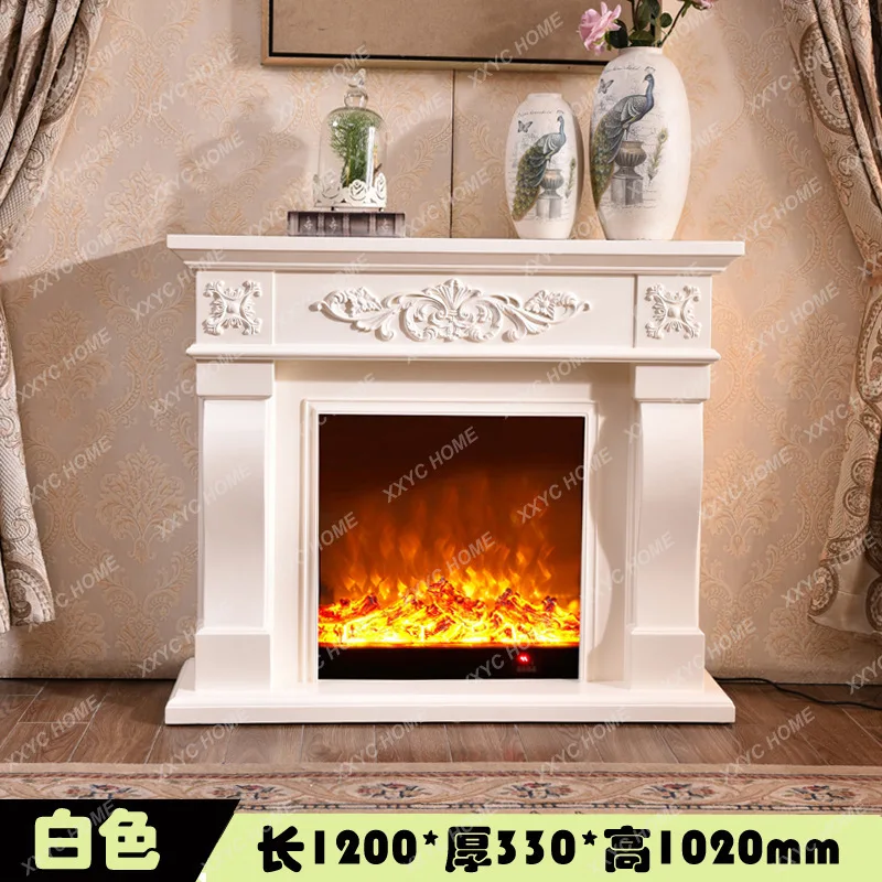 LX1/1.2/1.5 Fireplace TV Cabine Solid Wood Furniture Heating Fireplace White, Dark Mantel