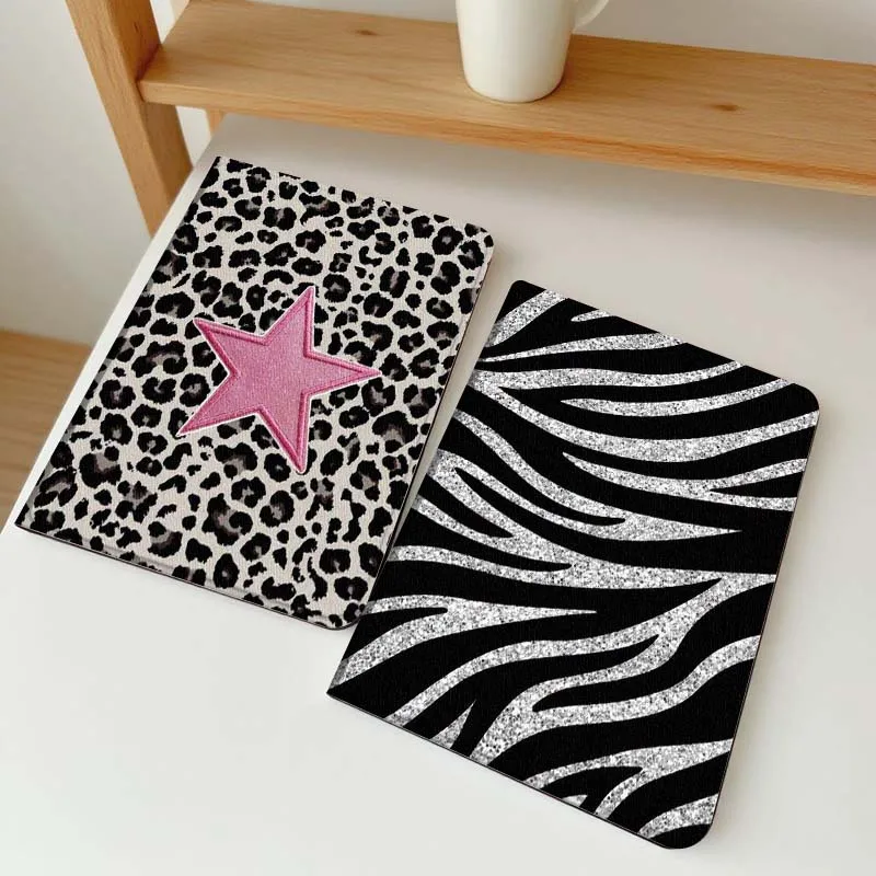 

Pink Star Leopard Pattern Tablet Case For Apple iPad Air Pro mini 1 2 3 4 5 6 7 8 9 11 M2 M3 M5 M4 5th 6th 7th 10th 11th Gift