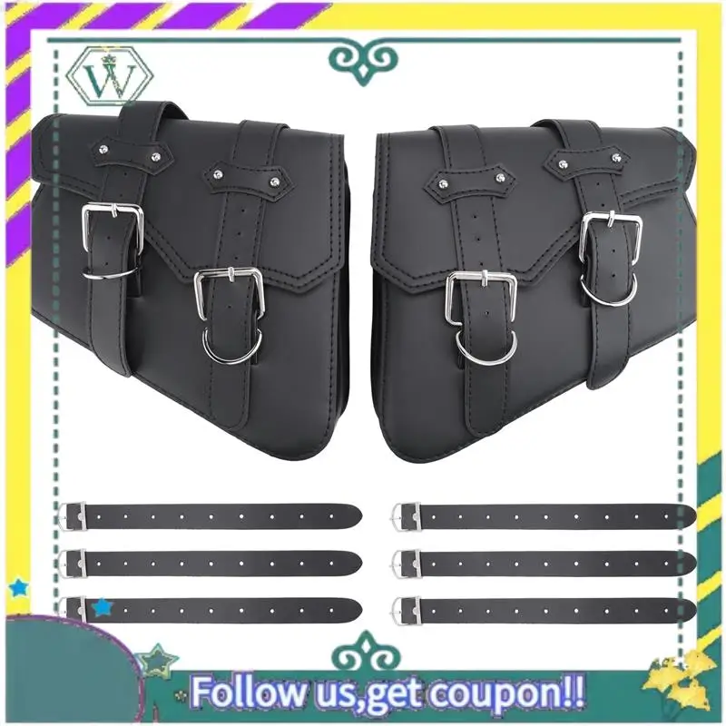 

Upgraded 2Pcs Universal Motorcycle Bags PU Leather Saddle Bag For Sportster XL883 XL1200 Cruiser Side Storage Tool Pouche