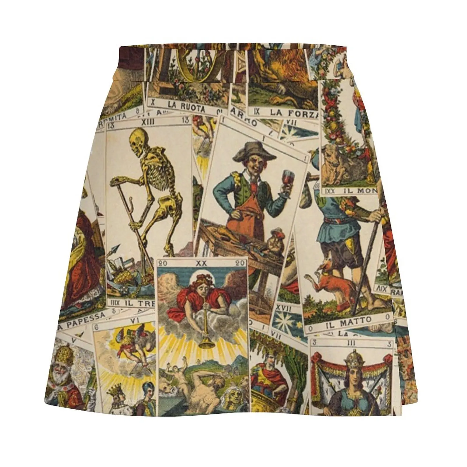 Robe en satin à motif de cartes de tarot pour femmes, mini jupe, vêtements pour femmes