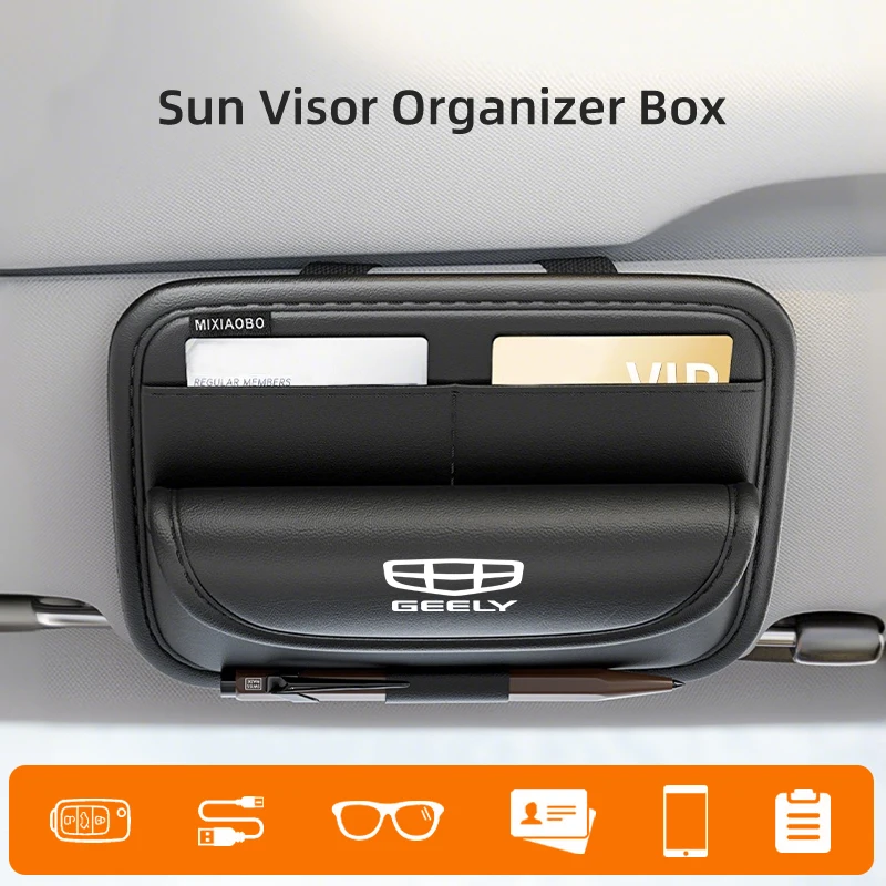 

Car Sun Visor Organizer Sunglasses Holder Sunshade Clip Visor Accessories For Geely Atlas Boyue NL3 X6 EX7 Emgrand X7 SUV GT GC9