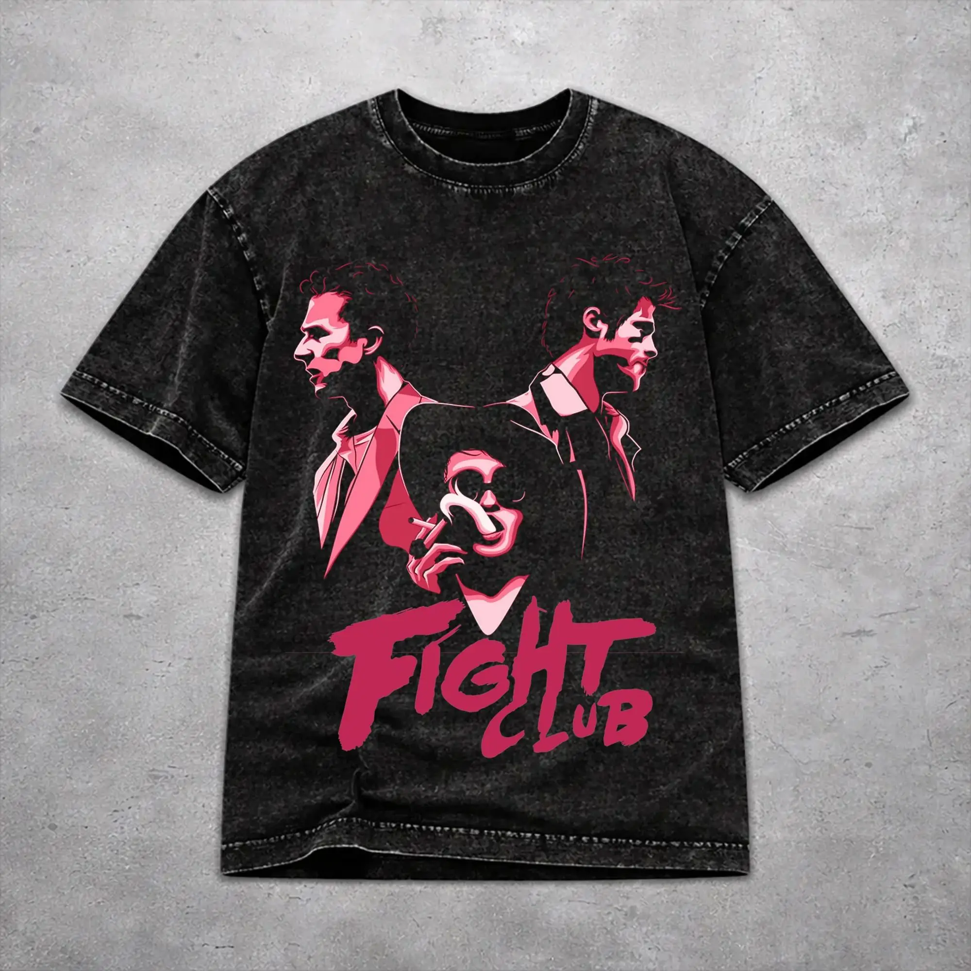 Vintage Men Women Fight Club Movie Tee Shirt Cotton Washed  T Shirts Outfits