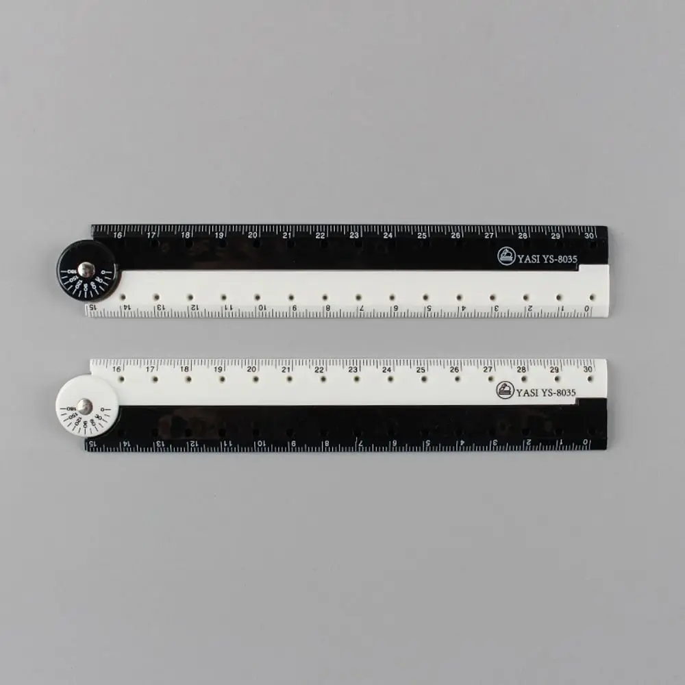 Simple Black And White Folding Ruler Drawing Plastic Straight Ruler Measuring Multifunctional Scale Ruler Stationery