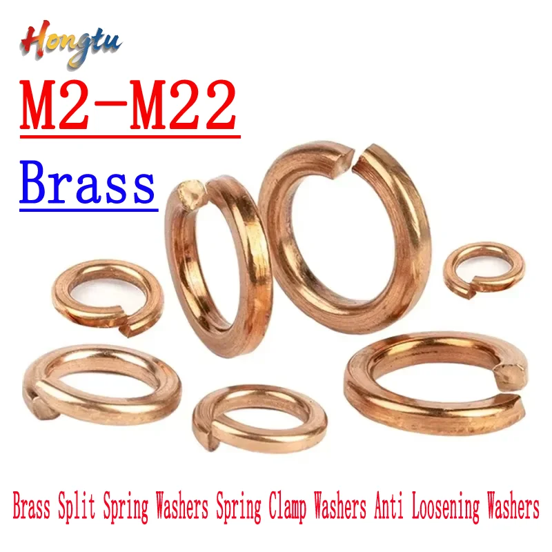 

M2 M2.5 M3 M4 M5 M6 M8 - M22Brass Split Spring Washers Spring Clamp Washers Anti Loosening Washers