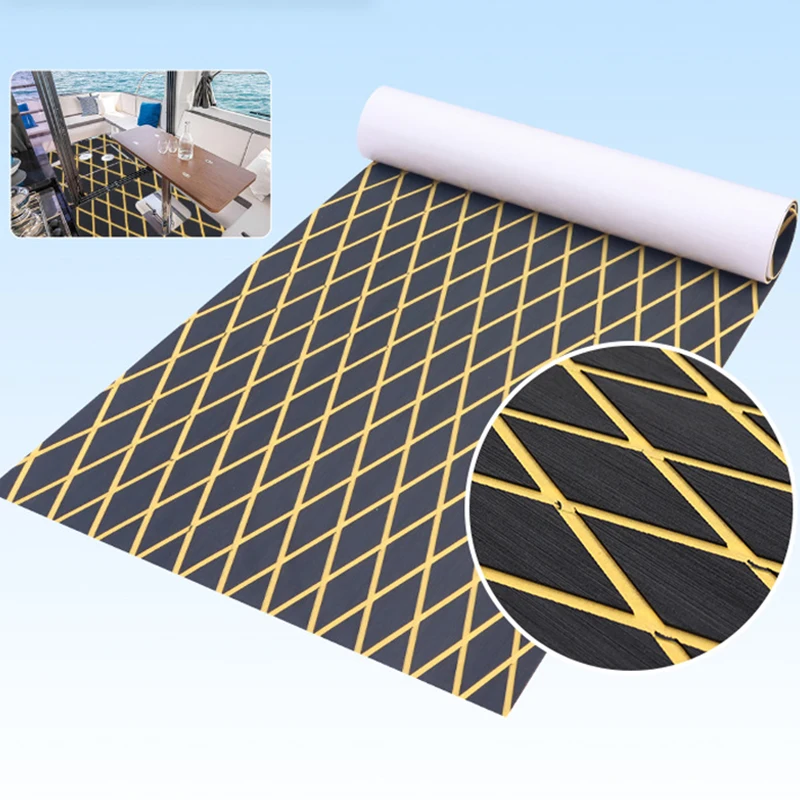 2400X450X6mm EVA Foam Boat Deck Mat Anti-Skid Self-Adhesive Yacht Diamond Shaped Anti-Fatigue Decking Sheet for Marine Use