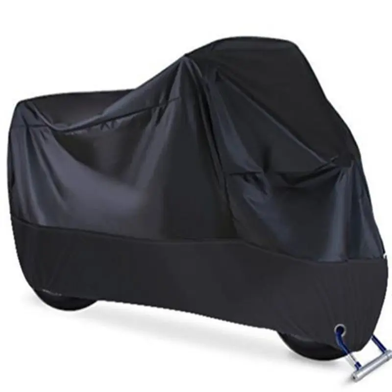 Waterproof Motorcycle Cover All Seasons Dustproof UV Protection 190T Wear-Resistant Fabric Outdoor Motorbike Cover Black-N30R