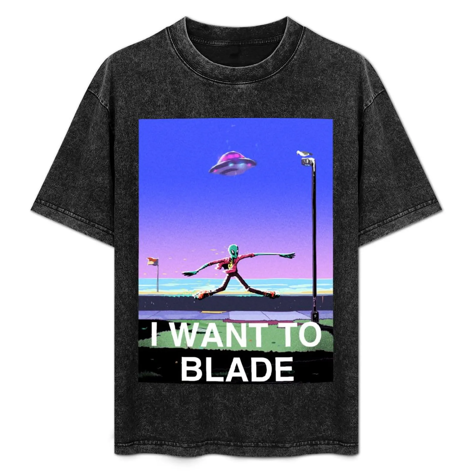 

I WANT TO BLADE T-Shirt vintage clothes tops mens clothing