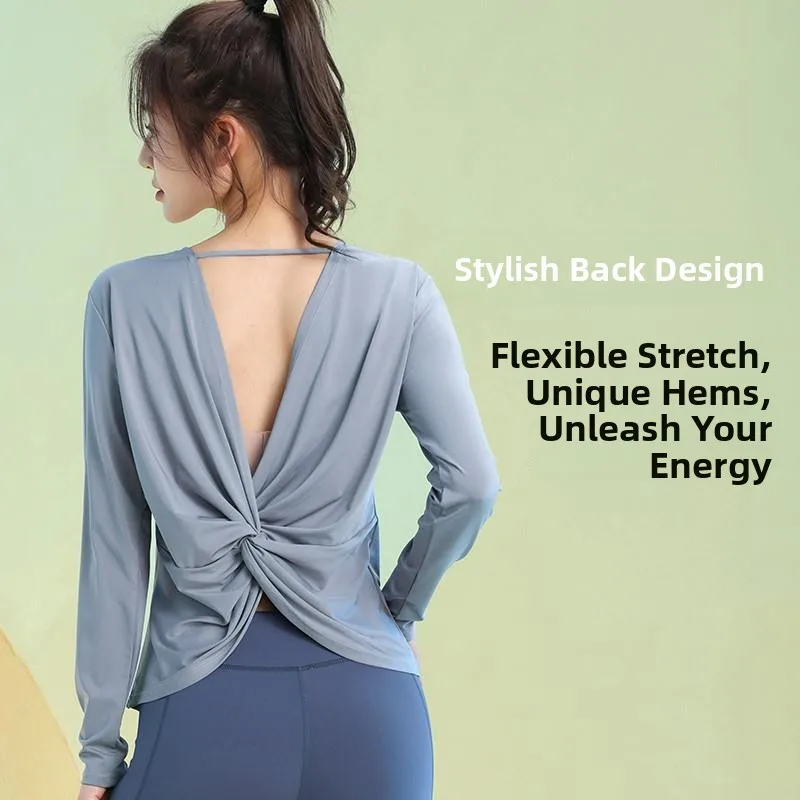 

Свободный спортивный топ Long Sve, женский тренировочный топ, дышащий, для профессиональных упражнений для пилатеса, осенний новый Sle Faion Ba De...