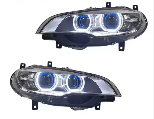 Srumdy New LED Angel Eye Lamps Headlights Auto Car Head Light Parts for X6 E71 2008-2014 6000k Color Temperature
