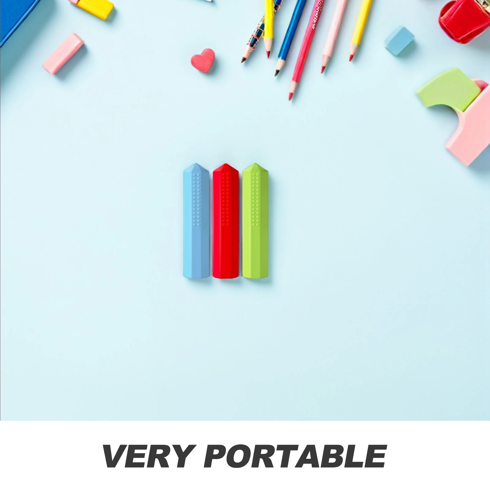 6 pezzi di protezione per punta di matita in silicone, topper per matita masticabile sensoriale per supporto per autismo, scrittura, design dei cartoni animati